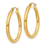 Load image into Gallery viewer, 14K Yellow Gold 3mm Light Tube Hoop Earrings 30mm length