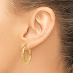 Load image into Gallery viewer, 14K Yellow Gold 3mm Light Tube Hoop Earrings 25mm length