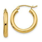 Load image into Gallery viewer, 14K Yellow Gold Polished 3mm Round Hoop Earrings 20mm length