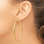 Load image into Gallery viewer, 14K Yellow Gold Polished 3mm Round Hoop Earrings 65mm length