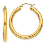 Load image into Gallery viewer, 14K Yellow Gold Polished 4mm Lightweight Round Hoop Earrings 35mm length