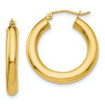 Load image into Gallery viewer, 14K Yellow Gold Polished 4mm x 25mm Tube Hoop Earrings 25mm length