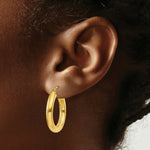 Load image into Gallery viewer, 14K Yellow Gold Polished 4mm Lightweight Round Hoop Earrings 25mm length