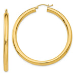 Load image into Gallery viewer, 14K Yellow Gold Polished 4mm Lightweight Round Hoop Earrings 50mm length