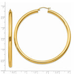 Load image into Gallery viewer, 14K Yellow Gold Polished 4mm x 65mm Tube Hoop Earrings 65mm length