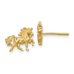 Load image into Gallery viewer, 14K Yellow Gold Satin Diamond-cut Unicorn Post Earrings