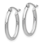 Load image into Gallery viewer, 14K White Gold Polished 2mm Oval Tube Hoop Earrings 10mm length