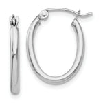 Load image into Gallery viewer, 14K White Gold Polished 2mm Oval Tube Hoop Earrings 10mm length
