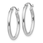 Load image into Gallery viewer, 14K White Gold Polished 2mm Oval Tube Hoop Earrings 14mm length