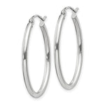 Load image into Gallery viewer, 14K White Gold Polished 2mm Oval Tube Hoop Earrings 18mm length