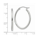 Load image into Gallery viewer, 14K White Gold Polished 2mm Oval Tube Hoop Earrings 18mm length
