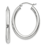 Load image into Gallery viewer, 14K White Gold Polished 3.5mm Oval Tube Hoop Earrings 18mm length