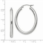 Load image into Gallery viewer, 14K White Gold Polished 3.5mm Oval Tube Hoop Earrings 22mm length