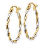 Load image into Gallery viewer, 14K Two-tone Gold Polished 1.8mm Twisted Hoop Earrings 19mm length
