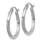Load image into Gallery viewer, 14K White Gold Satin & Diamond-cut 2mm Round Hoop Earrings 20mm length
