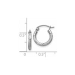 Load image into Gallery viewer, 14K White Gold Satin & Diamond-cut 2mm Round Hoop Earrings 13mm length