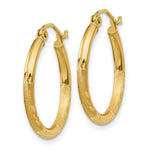 Load image into Gallery viewer, 14K Yellow Gold Satin & Diamond-cut 2mm Round Tube Hoop Earrings 20mm length
