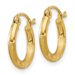 Load image into Gallery viewer, 14K Yellow Gold Satin & Diamond-cut 2mm Round Tube Hoop Earrings 13mm length