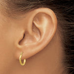Load image into Gallery viewer, 14K Yellow Gold Satin & Diamond-cut 2mm Round Tube Hoop Earrings 13mm length