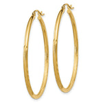 Load image into Gallery viewer, 14K Yellow Gold Satin & Diamond-cut 2mm Round Tube Hoop Earrings 40mm length