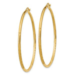 Load image into Gallery viewer, 14K Yellow Gold Satin & Diamond-cut 2mm Round Tube Hoop Earrings 50mm length