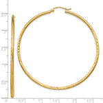 Load image into Gallery viewer, 14K Yellow Gold Satin & Diamond-cut 2mm Round Tube Hoop Earrings 60mm length