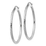 Load image into Gallery viewer, 14K White Gold Diamond-cut 2mm Round Tube Hoop Earrings 35mm length