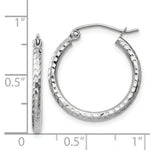 Load image into Gallery viewer, 14K White Gold Diamond-cut 2mm Round Tube Hoop Earrings 20mm length