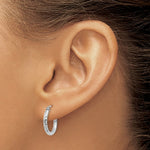 Load image into Gallery viewer, 14K White Gold Diamond-cut 2mm Round Tube Hoop Earrings 15mm length