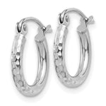 Load image into Gallery viewer, 14K White Gold Diamond-cut 2mm Round Tube Hoop Earrings 13mm length