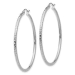 Load image into Gallery viewer, 14K White Gold Diamond-cut 2mm Round Tube Hoop Earrings 45mm length