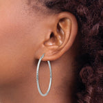 Load image into Gallery viewer, 14K White Gold Diamond-cut 2mm Round Tube Hoop Earrings 45mm length