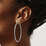 Load image into Gallery viewer, 14K White Gold Diamond-cut 2mm Round Tube Hoop Earrings 55mm length