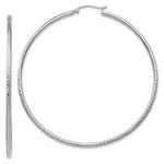 Load image into Gallery viewer, 14K White Gold Diamond-cut 2mm Round Tube Hoop Earrings 60mm length