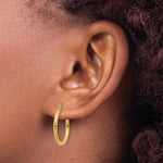 Load image into Gallery viewer, 14K Yellow Gold Diamond-cut 2mm Round Tube Hoop Earrings 20mm length
