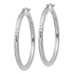 Load image into Gallery viewer, 14K White Gold Diamond-cut 3mm Round Hoop Earrings 40mm length