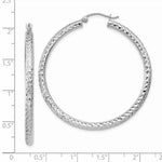Load image into Gallery viewer, 14K White Gold Diamond-cut 3mm Round Hoop Earrings 45mm length