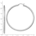 Load image into Gallery viewer, 14K White Gold Diamond-cut 3mm Round Hoop Earrings 65mm length