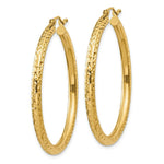 Load image into Gallery viewer, 14K Yellow Gold Diamond-cut 3mm Round Hoop Earrings 40mm length