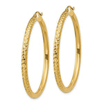 Load image into Gallery viewer, 14K Yellow Gold Diamond-cut 3mm Round Hoop Earrings 45mm length