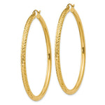 Load image into Gallery viewer, 14K Yellow Gold Diamond-cut 3mm Round Hoop Earrings 55mm length