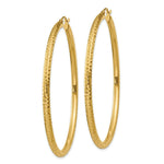Load image into Gallery viewer, 14K Yellow Gold Diamond-cut 3mm Round Hoop Earrings 60mm length