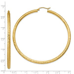 Load image into Gallery viewer, 14K Yellow Gold Diamond-cut 3mm Round Hoop Earrings 65mm length