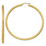 Load image into Gallery viewer, 14K Yellow Gold Diamond-cut 3mm Round Hoop Earrings 65mm length