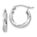 Load image into Gallery viewer, 14K White Gold 3mm Twisted Hoop Earrings 9mm length
