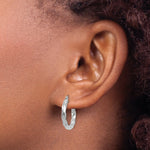 Load image into Gallery viewer, 14K White Gold 3mm Twisted Hoop Earrings 16mm length