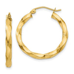 Load image into Gallery viewer, 14K Yellow Gold Polished 3mm Twisted Hoop Earrings 21mm length