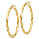 Load image into Gallery viewer, 14K Yellow Gold Polished 3mm Twisted Hoop Earrings 38mm length