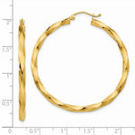 Load image into Gallery viewer, 14K Yellow Gold Polished 3mm Twisted Hoop Earrings 38mm length