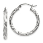 Load image into Gallery viewer, 14K White Gold Polished 3.25mm Twisted Hoop Earrings 20mm length